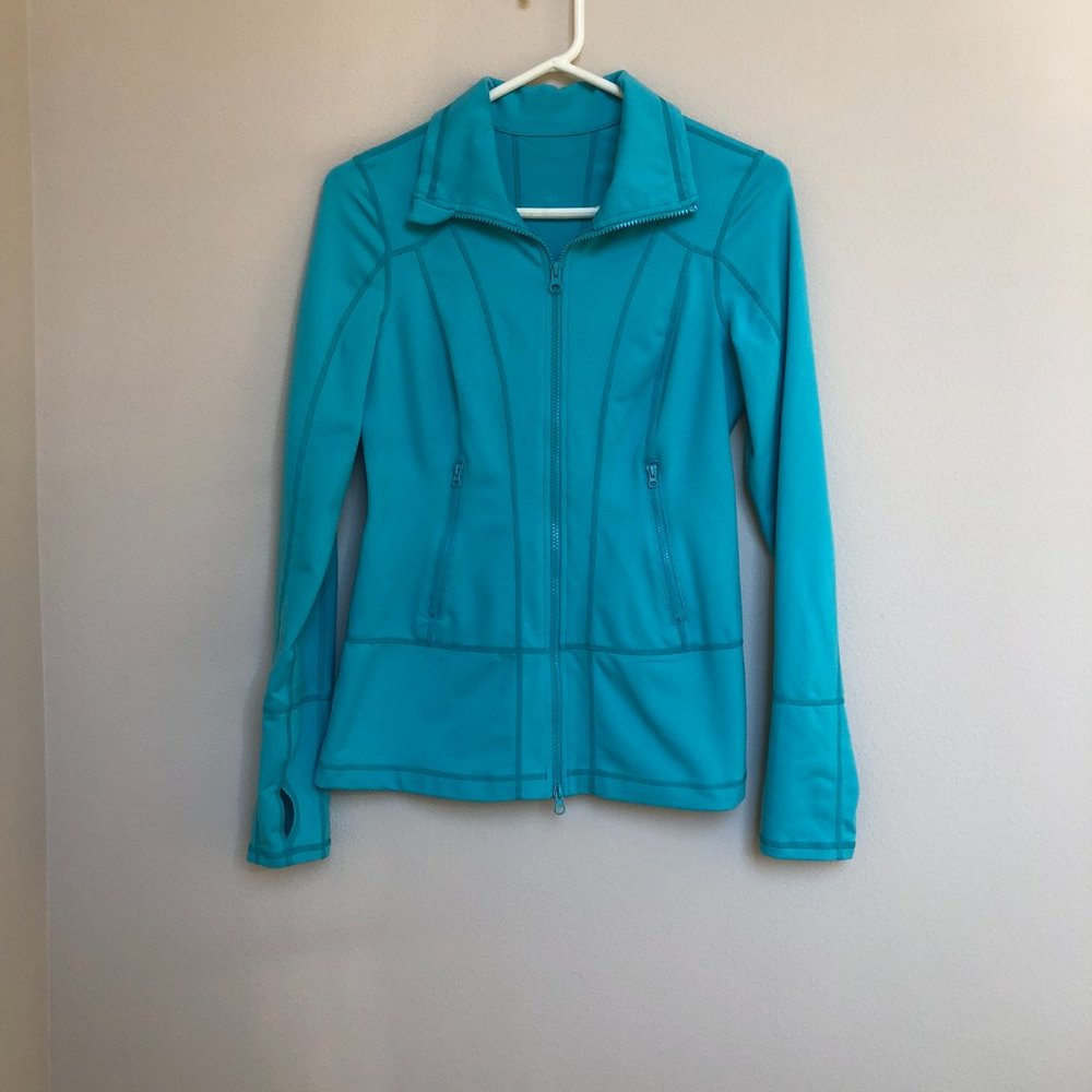 Zella Athletic Jacket, aqua, size small